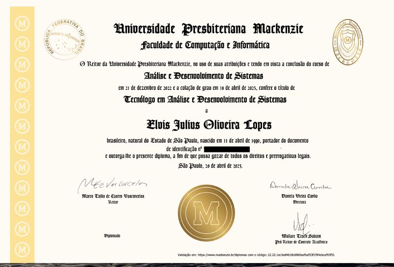 Comprar diploma Mackenzie Rio