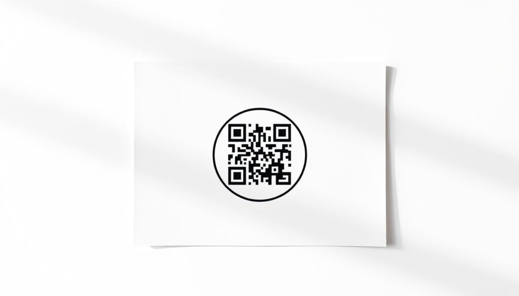A document with a prominent QR code authentication seal, positioned centrally on a plain background. The document has a formal, official appearance, with a clean, minimalist design and high-quality paper texture. The QR code is large and clear, emphasizing its role as a security feature. Soft, directional lighting casts subtle shadows, adding depth and a sense of authenticity. The overall impression conveys trust, legitimacy, and secure verification, suitable for illustrating the "Guarantees and Legitimacy of Our Diplomas" section.